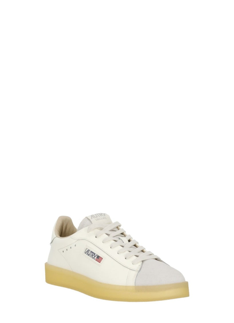 Autry Ivory Suede Tip Yellow Sole Leather Sneakers