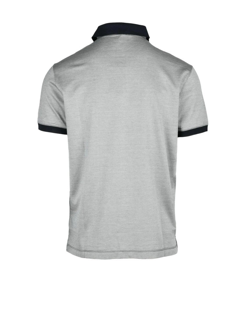 Emporio Armani White/Navy Classic Lycra-Cotton Polo Shirt