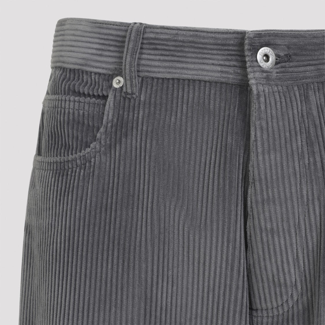 Bottega Veneta Relaxed Fit Dark Grey Ribbed Corduroy Trousers