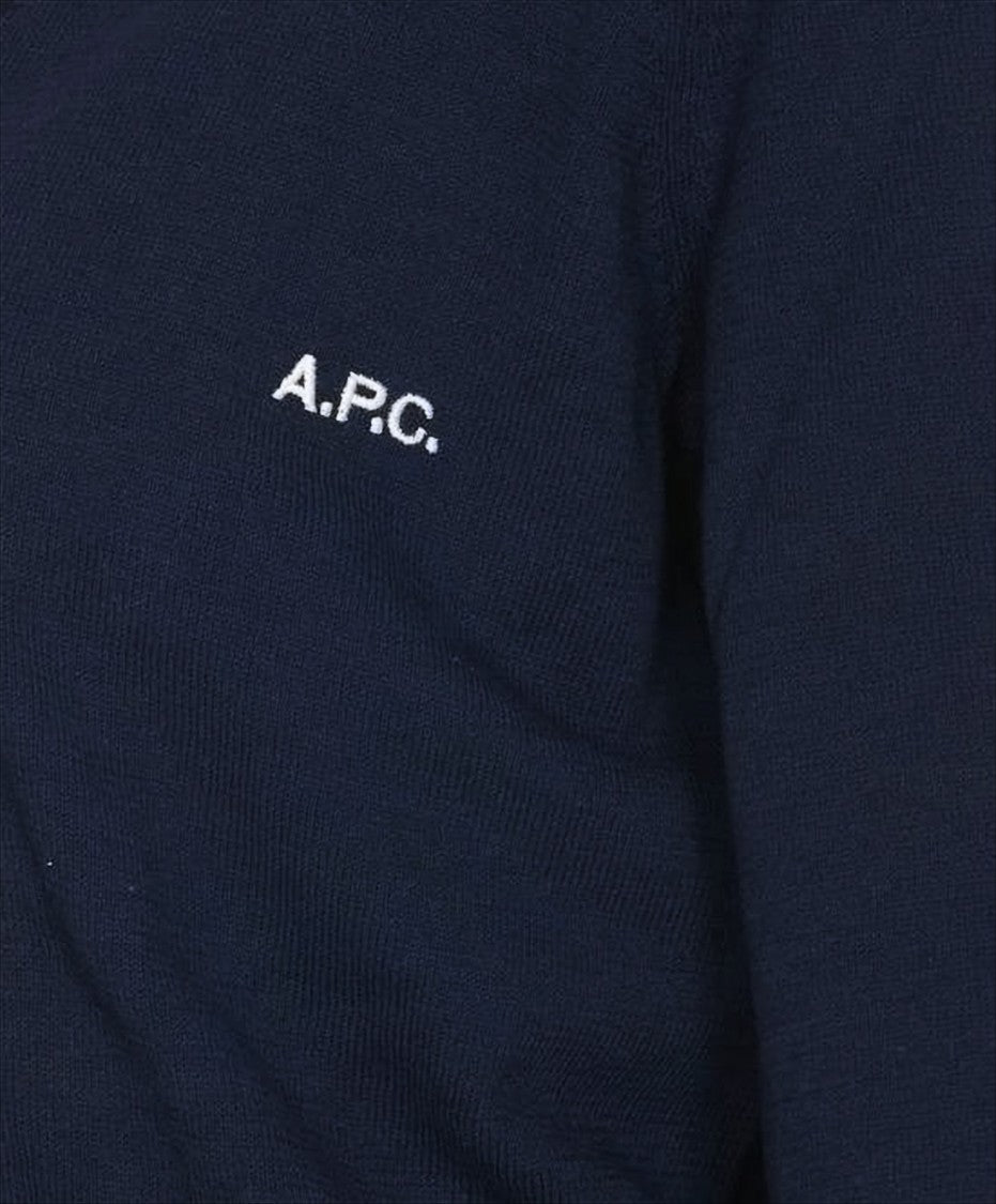 A.P.C. V-Neck Blue Cotton Cardigan