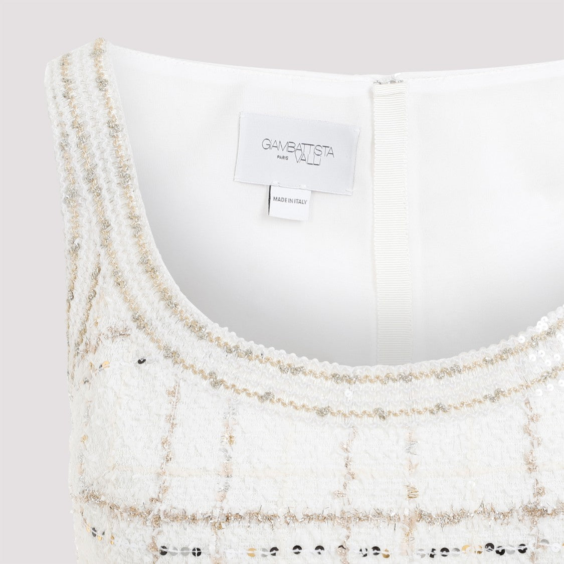 Giambattista Valli Buckle Ivory Gold Polyamide Midi Dress