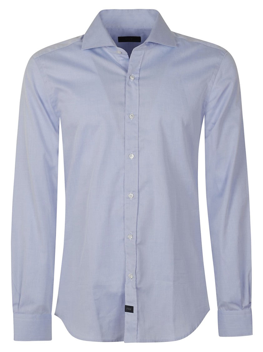 Fay French Collar Long-Sleeved Shirt With Button-Down Front