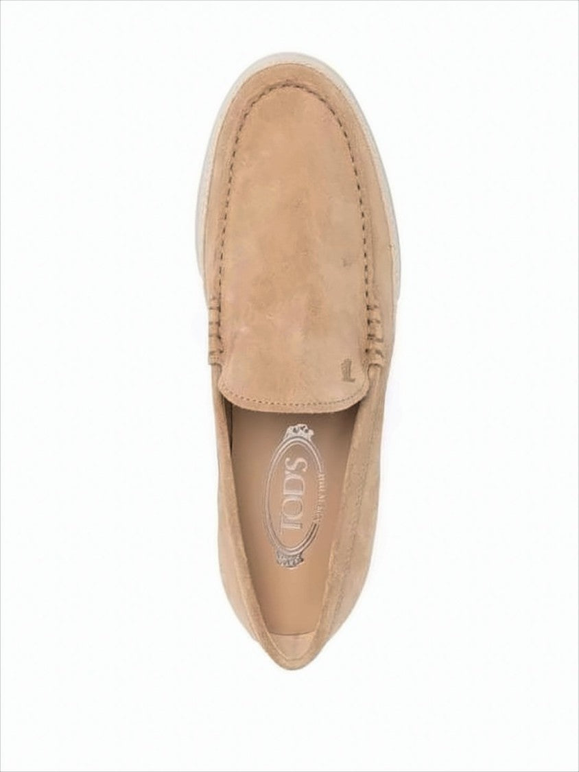 Tod's Brown Suede Loafer With Textured Rubber Sole