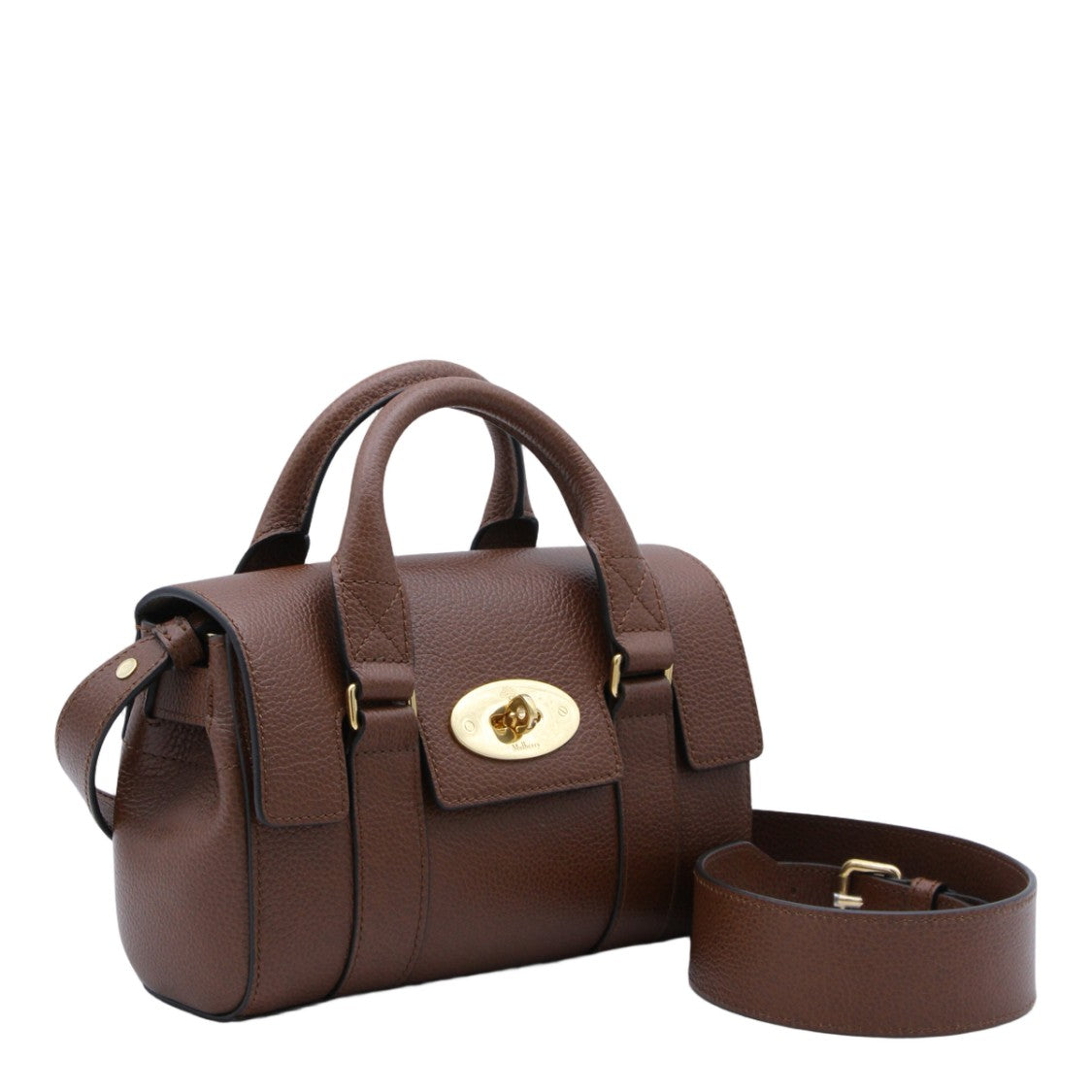 Mulberry Structured Handbag In Rich Brown Pebbled Leather With Gold-Tone Accents