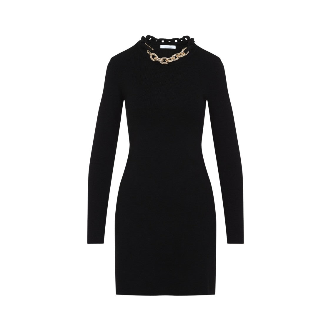 Rabanne Black Silk-Cotton Blend Dress With Chain Detail