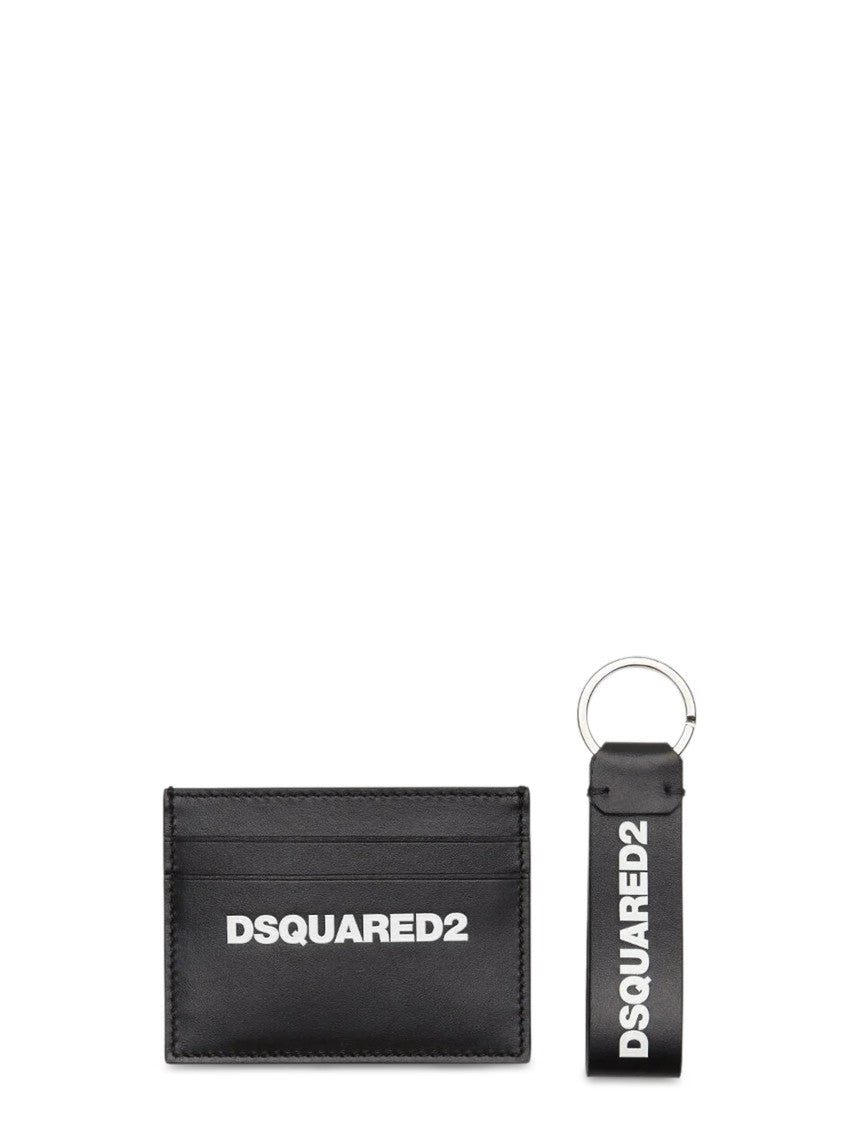 Dsquared2 Smooth Leather Wallet With Keyring Attachment And Bold Logo