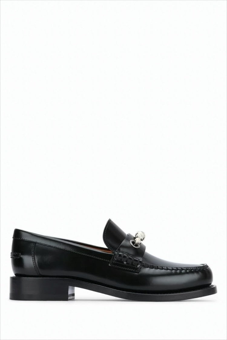 Christian Dior Polished Leather Loafers With Classic Moccasin Toe And Silver-Tone Detail
