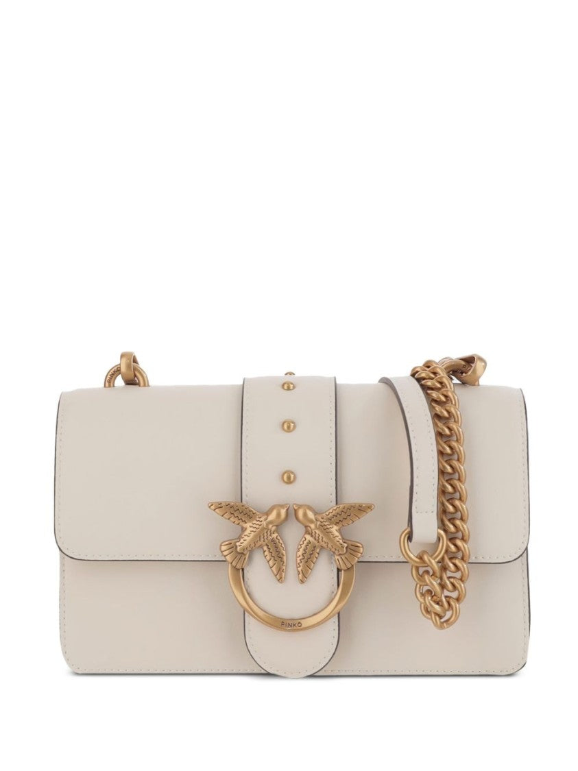 Pinko Black Rectangular Gold-Tone Bird Buckle Bag