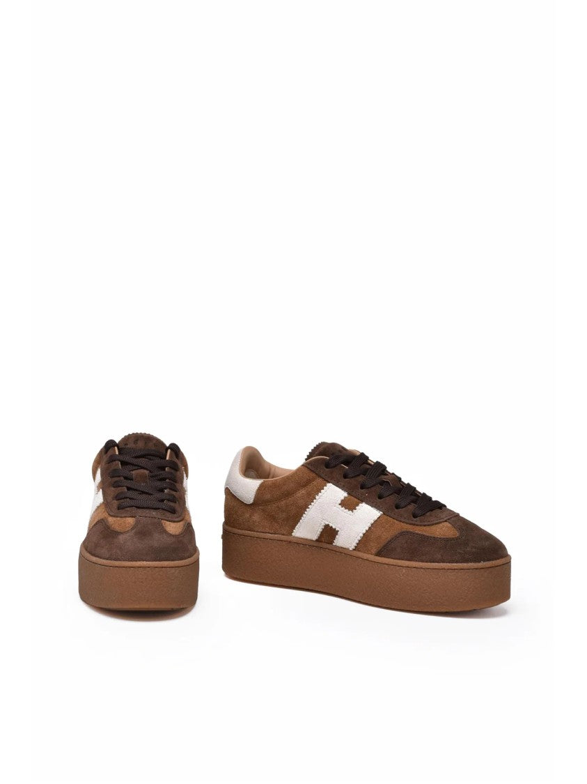 Hogan Brown Suede Wedge Sneakers