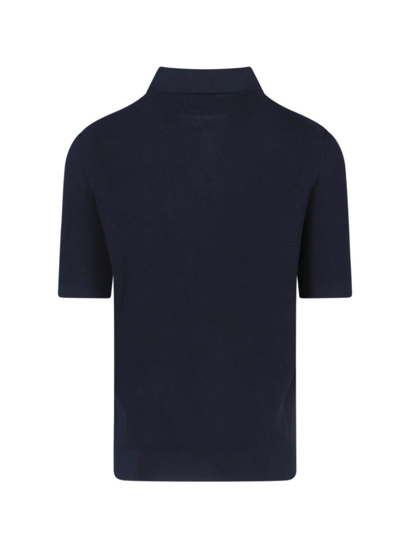 Zegna Navy Blue Cotton Classic Polo Shirt