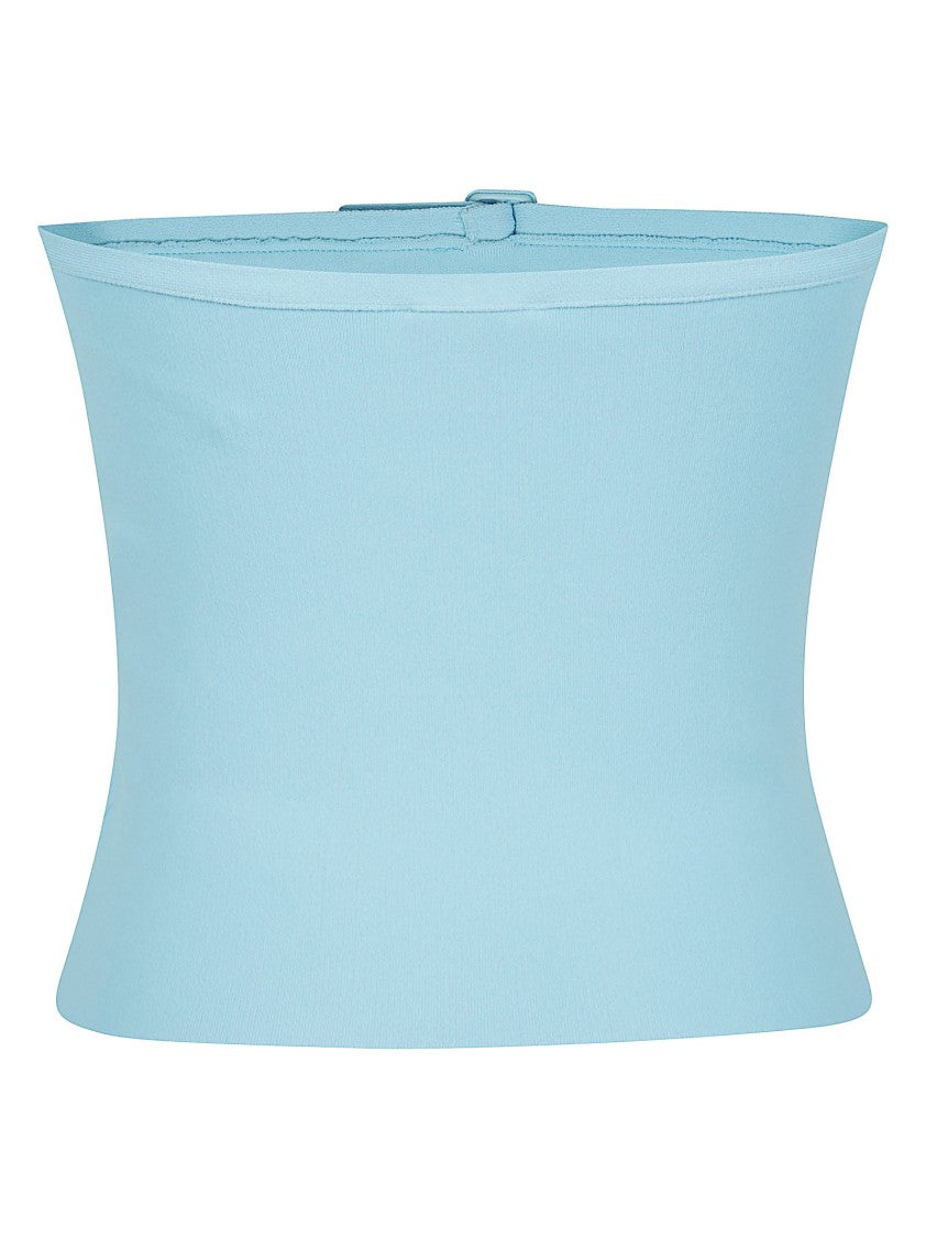 Courrèges Strapless Blue Knit Bustier Top