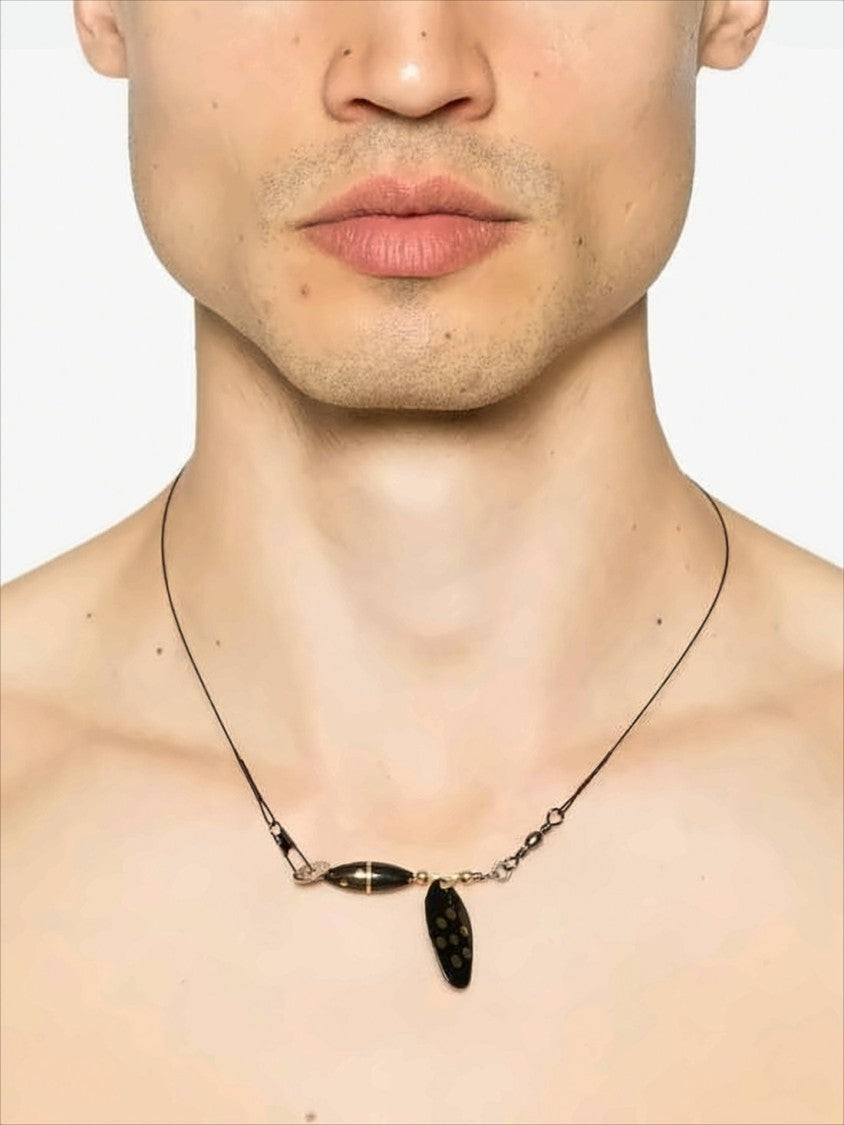 Our Legacy Black Cord Necklace With Distinctive Pendants
