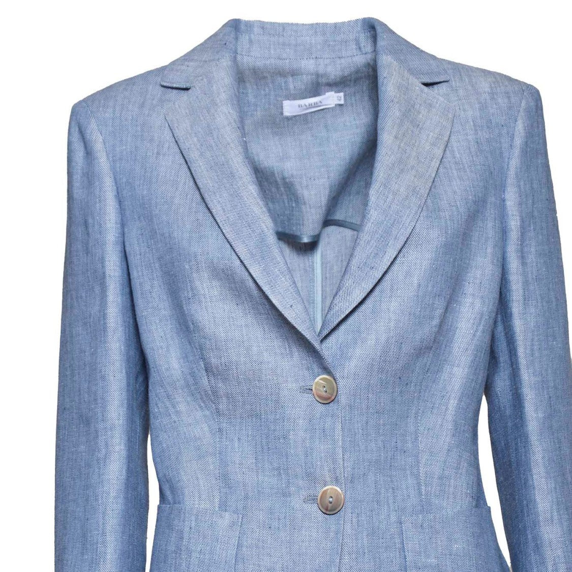 Barba Blazer Jaqueline Single Breasted In Light Blue Linen