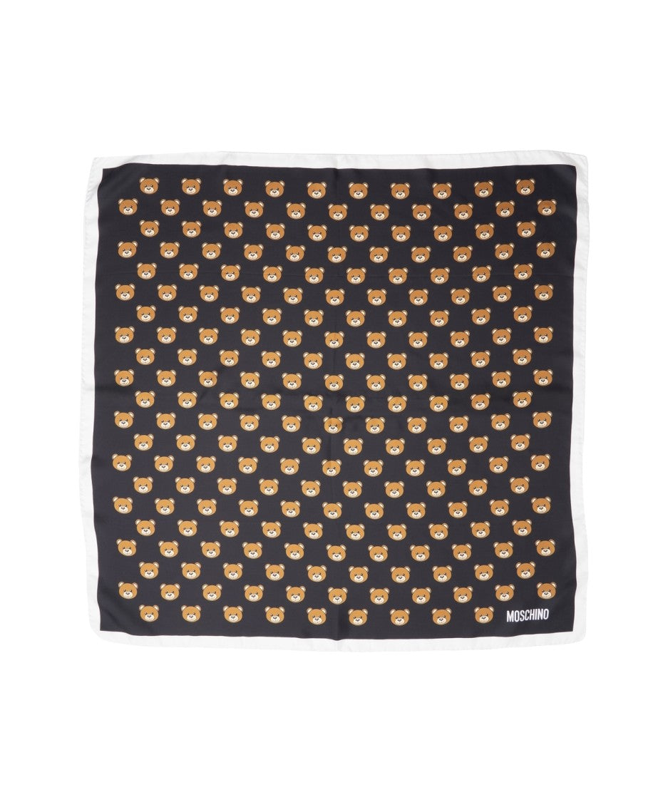 Moschino Silk Scarf With Teddy Bear Motif