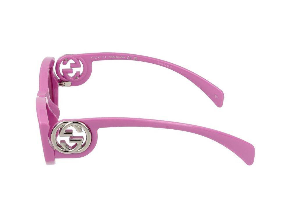 Gucci Pink Logo Detail Oversized Cat-Eye Sunglasses