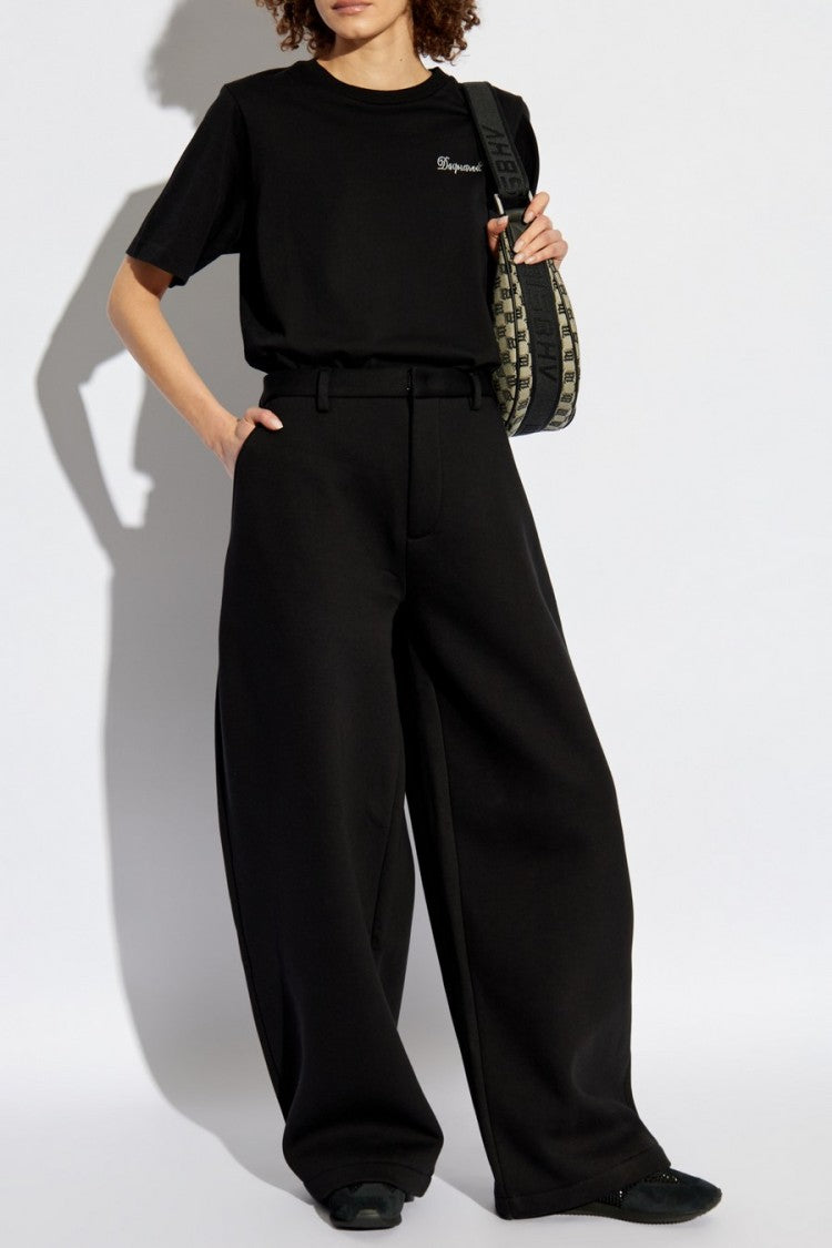 Dsquared2 Black Cotton Logo-Embroidered T-Shirt