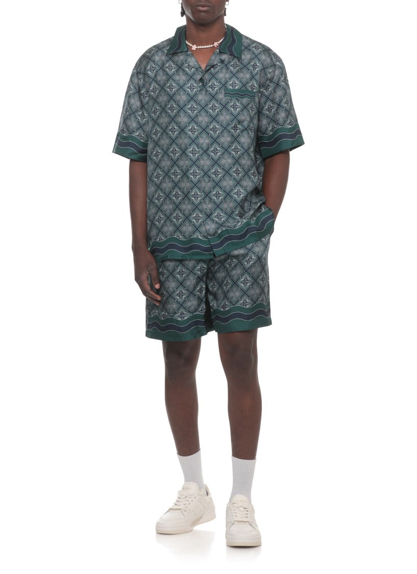 Casablanca Green Radiating Monogram Silk Shirt