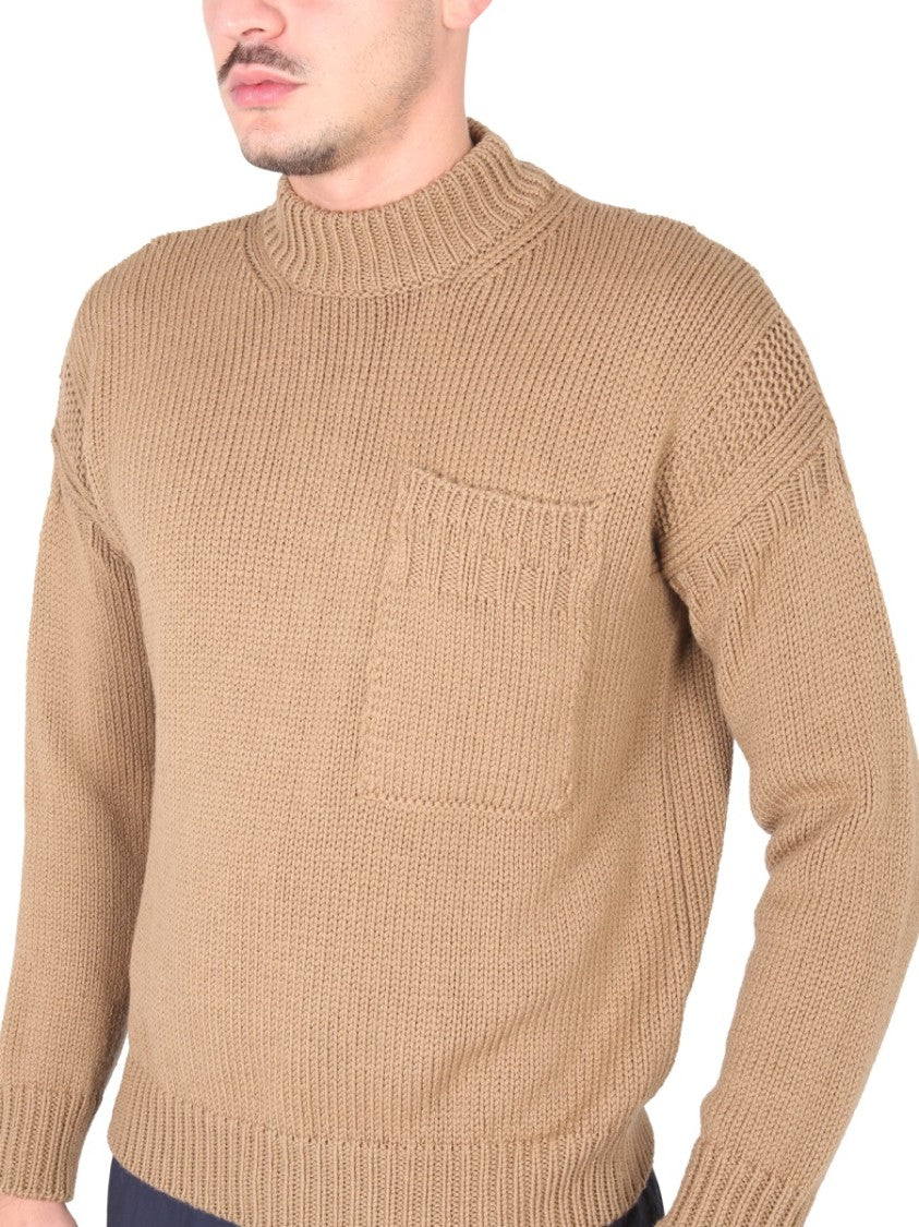 Ten C Textured Knit Turtleneck Shirt