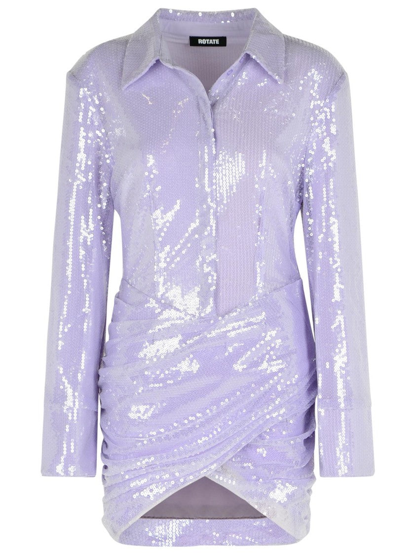 Rotate Misty Lilac Polyester Sequined Mini Dress