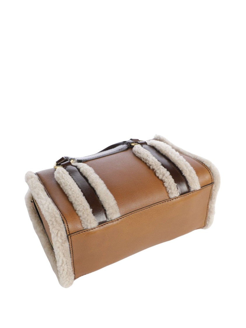 The Bridge Structured Shoulder Bag With Eco And Faux Fur Accents