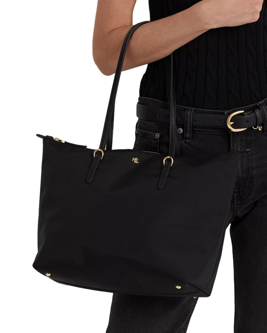 Lauren Ralph Lauren Keaton 26 Tote Bag In Black Recycled Nylon