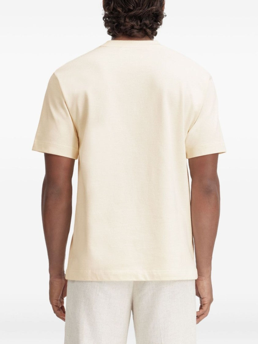 Jacquemus Beige Short Sleeve Crew Neck Silk T-Shirt