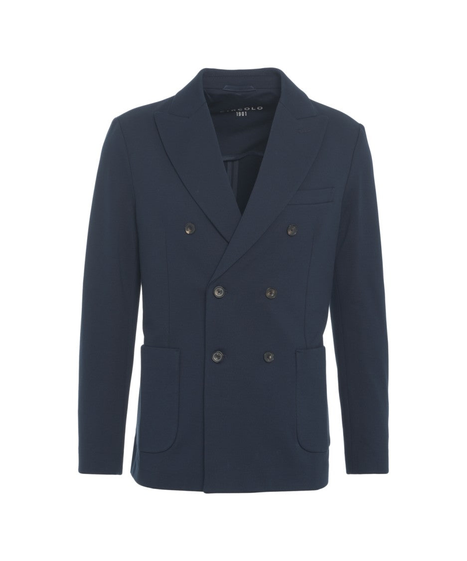 Circolo 1901 Double-Breasted Blazer With Knit Texture And Tailored Silhouette