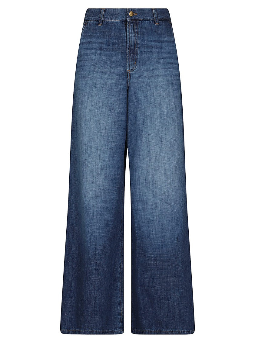 Iois High-Waisted Wide-Leg Jeans With Contrast Stitching
