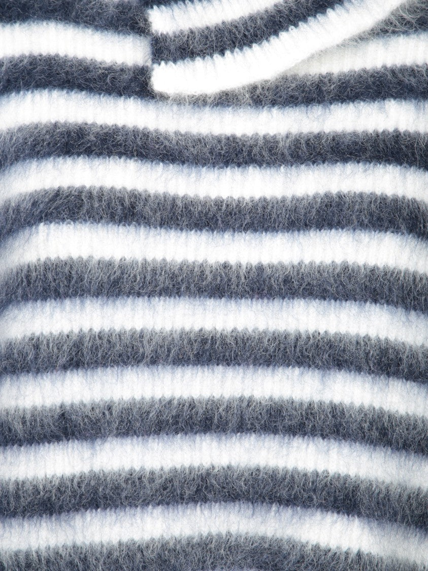 Jacquemus Cropped Striped Knit Sweater With Mohair Blend And Design