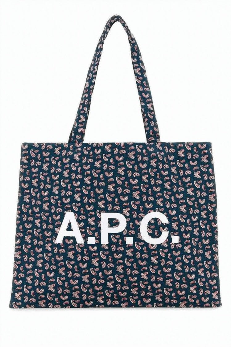 A.P.C. Rectangular Blue Paisley Tote Bag