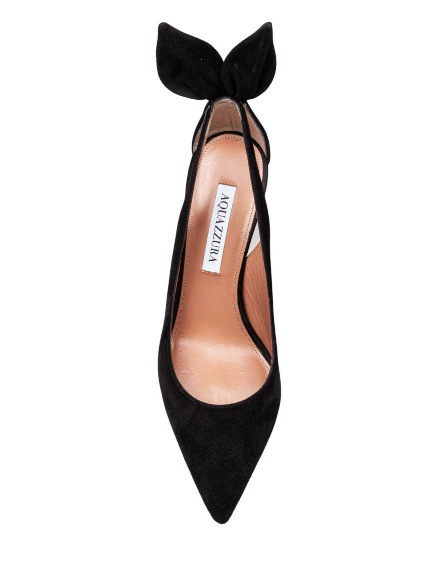 Aquazzura Black Suede Bow Tie 85 Pump