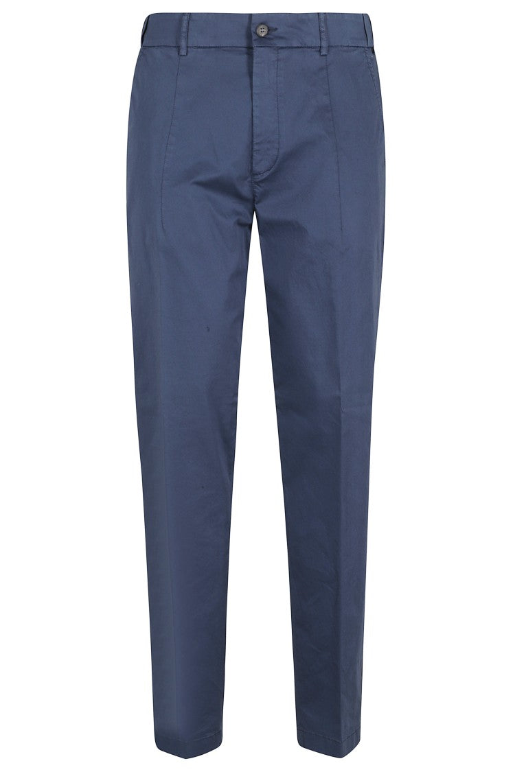 Eleventy Blue Chino Front-Pences Cotton Chino Pants