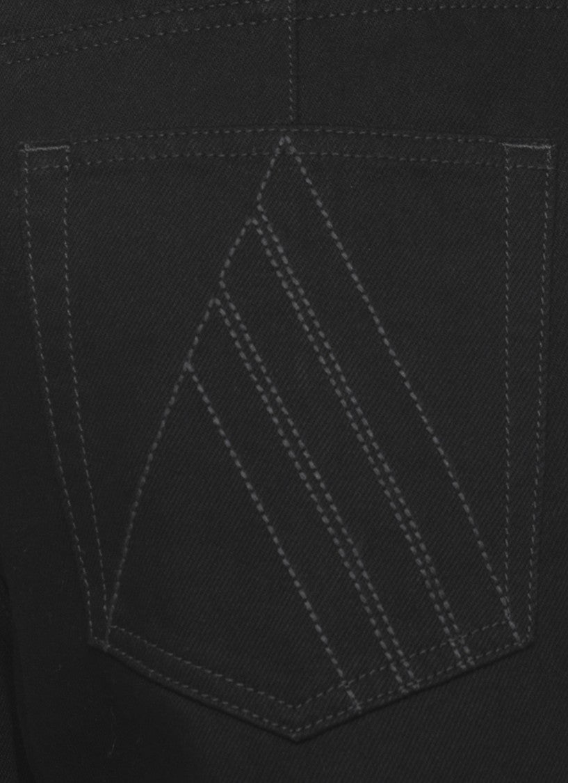 The Attico Black Cropped Palazzo Cotton Jeans