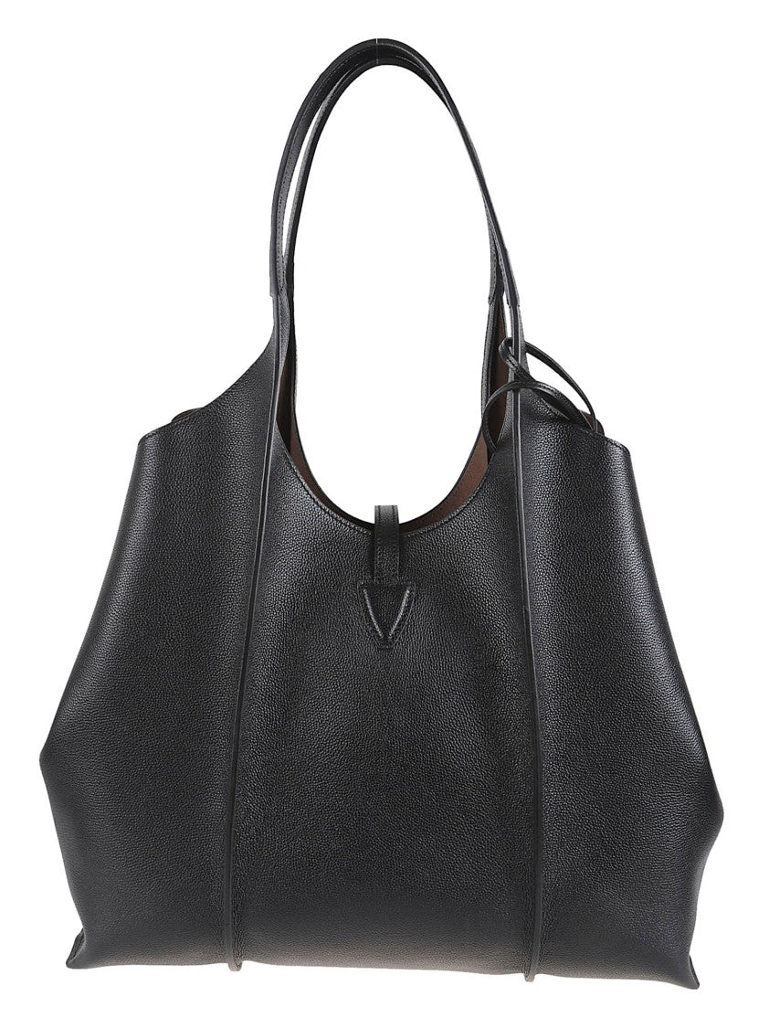 Tod's Structured Black Calfskin Leather Tote Bag
