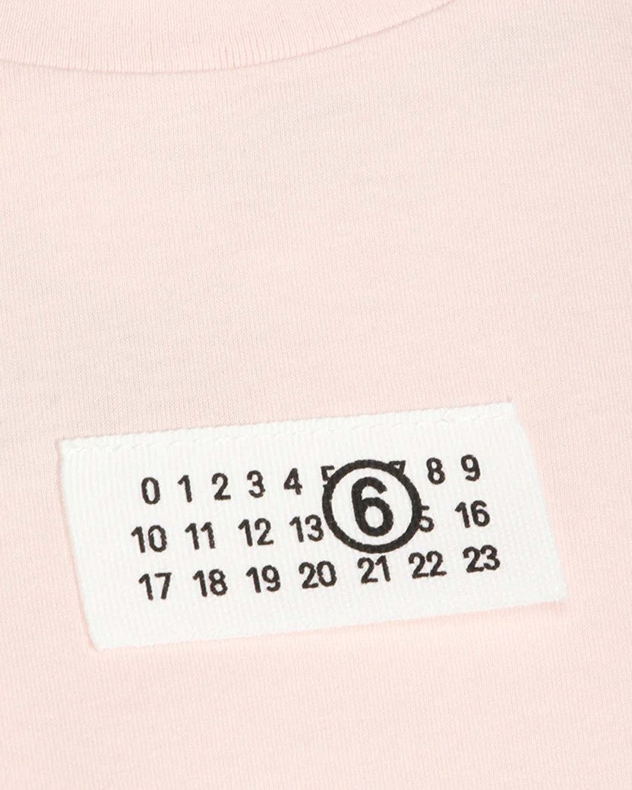 Mm6 By Maison Margiela Pink Cotton Jersey T-Shirt With Logo Patch