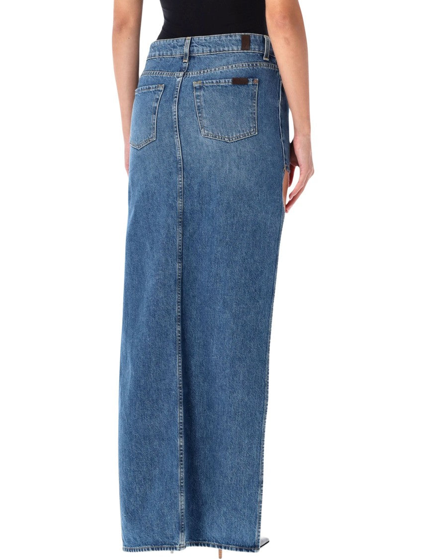 7 For All Mankind Asymetric Midtown Asymmetric Denim Skirt