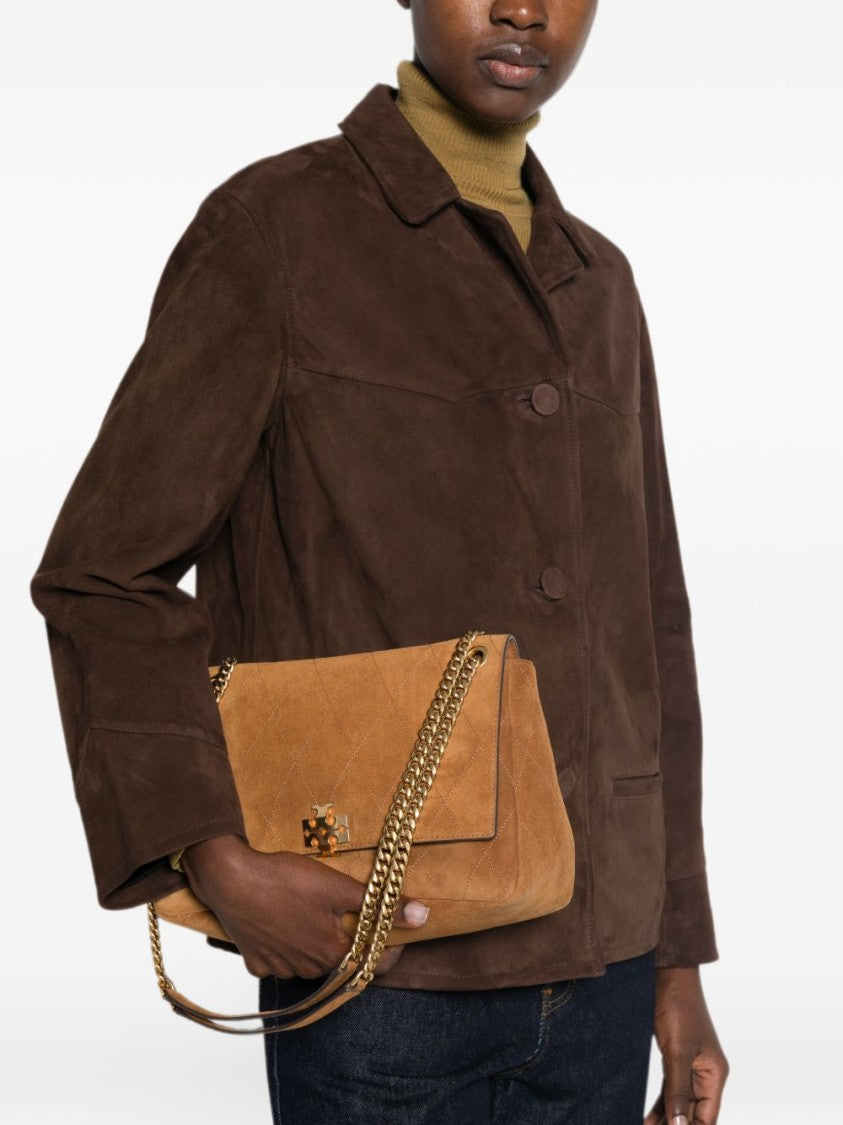 Tory Burch Quilted Suede Gold-Tone Chain Shoulder Bag