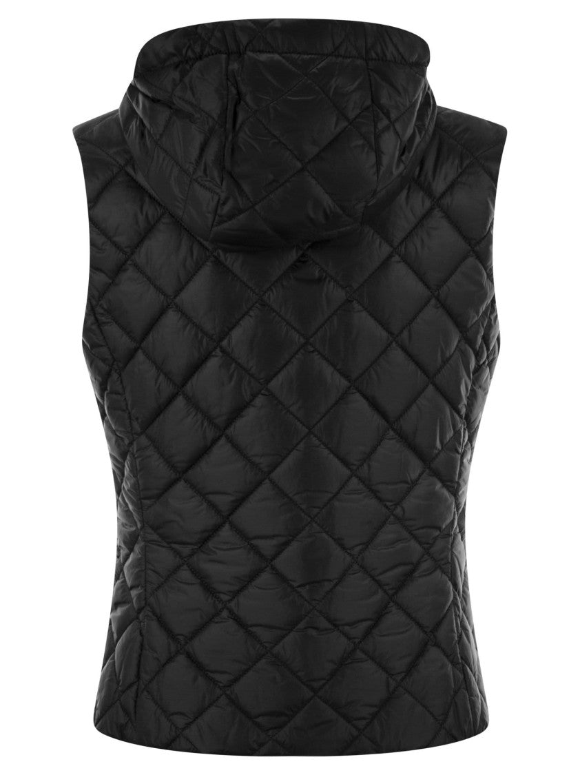 Fay Diamond-Quilted Waistcoat With Adjustable Hood And Embroidery