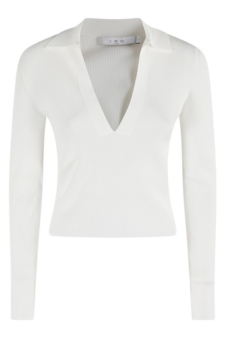 Iro Fitted White Top With Deep V-Neckline