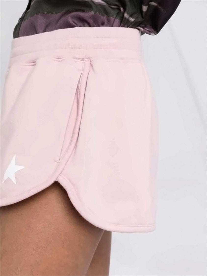 Golden Goose Pastel Pink Cotton Shorts With Ribbed Waistband And Side Pockets