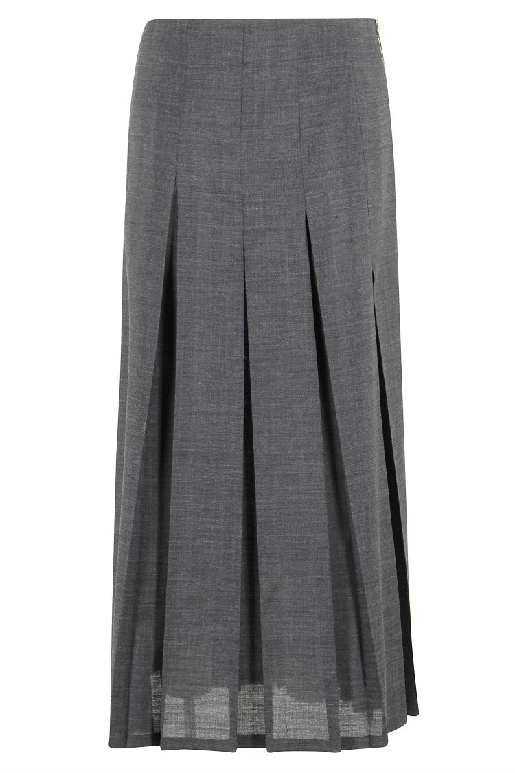 Alysi Mid-Length Pleated Skirt With Raw Cut Hem