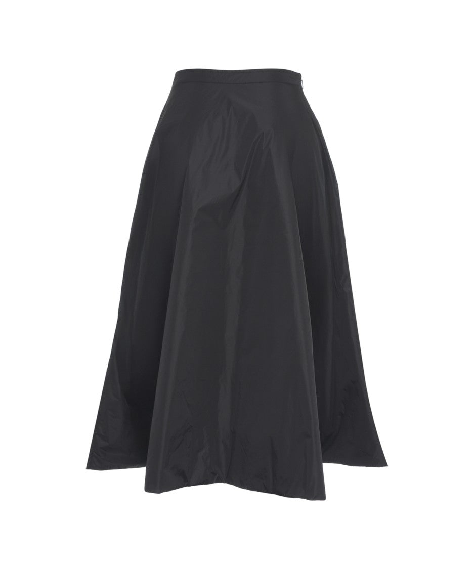Add Wide Flared Midi Skirt With Padded Texture