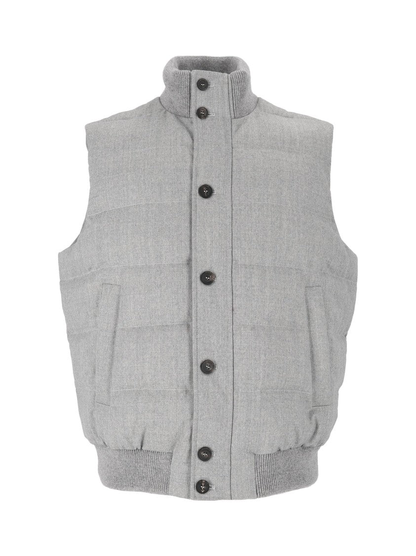 Peserico Quilted Ribbed Collar Button Outerwear