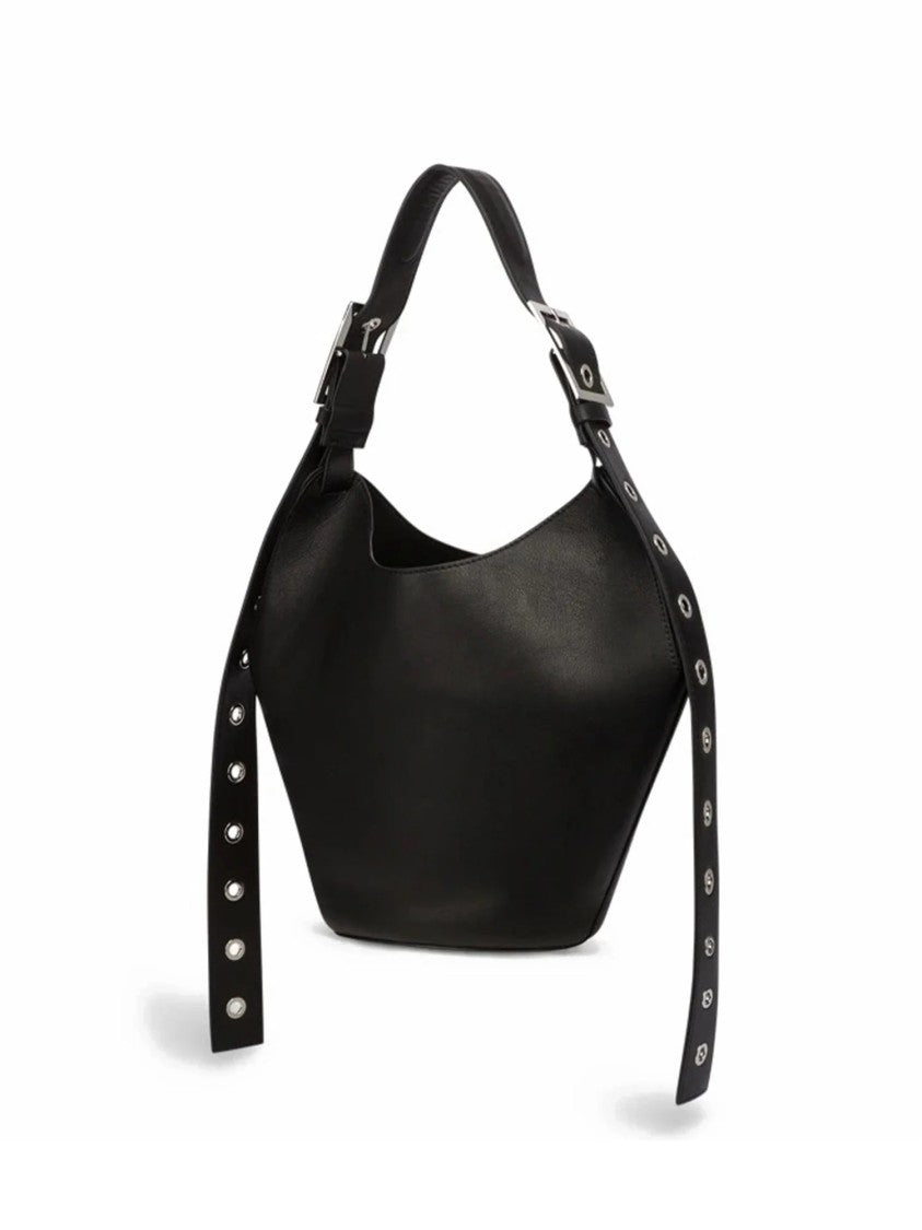 Dondup Black Small Hobo Leather Bag