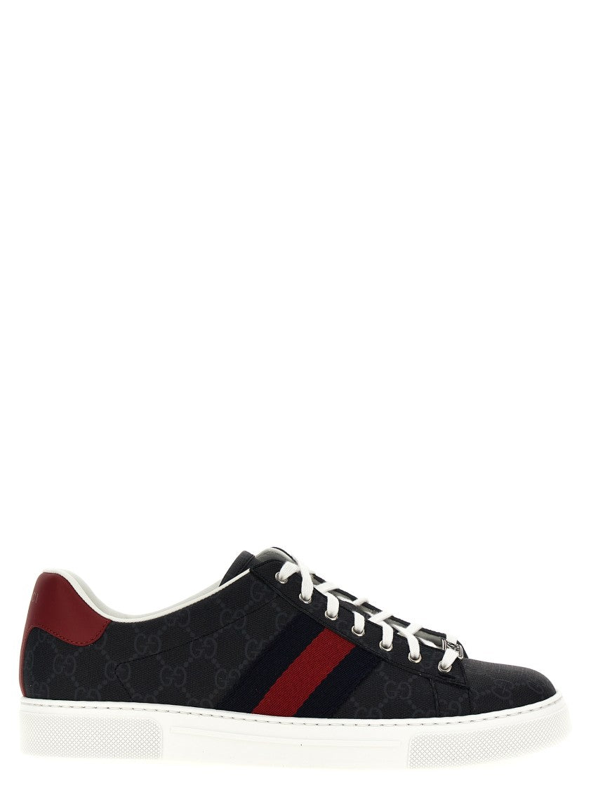 Gucci Gg Supreme Fabric Low-Top Sneakers With Web Stripes