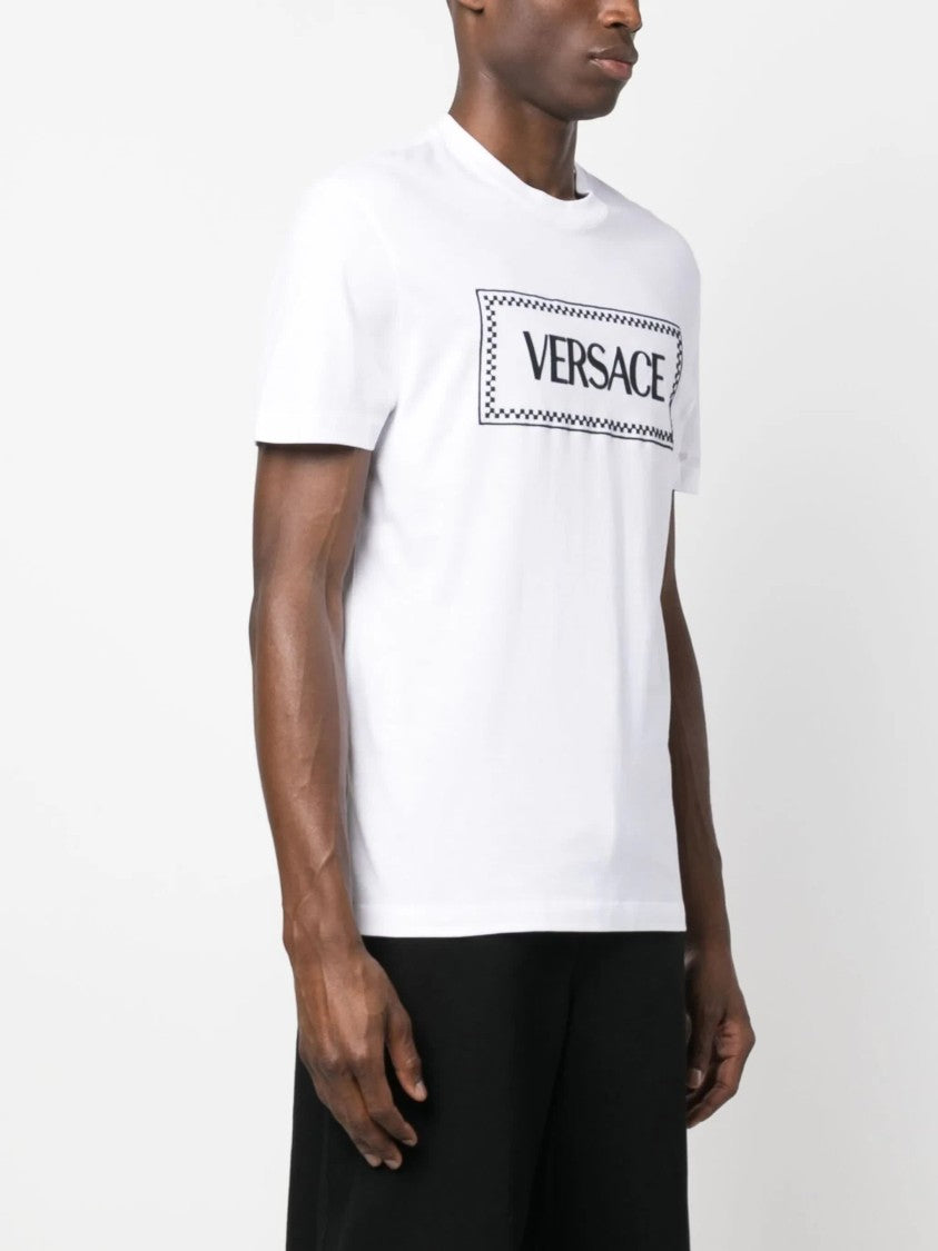 Versace White 90S Vintage Logo Cotton T-Shirt