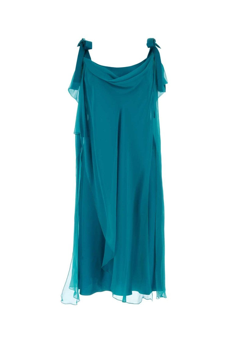 Alberta Ferretti Teal Green Silk Dress