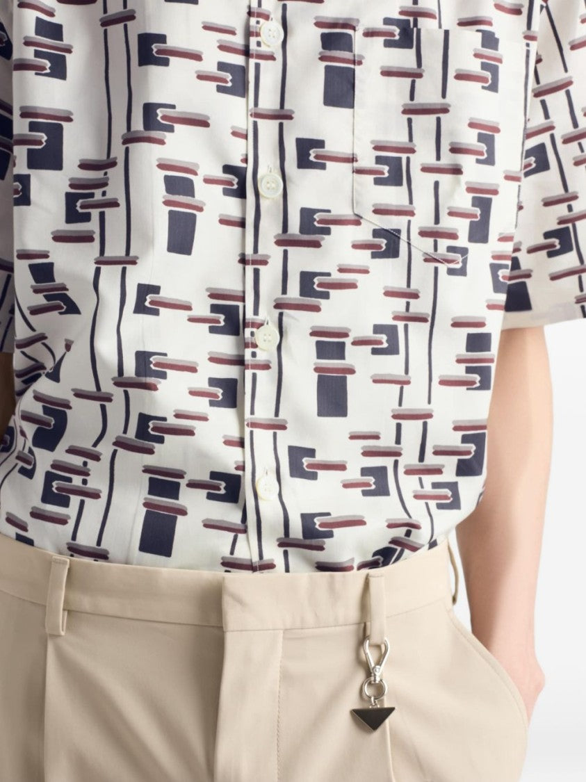 Prada Pattern Print Cotton Bowling Shirt