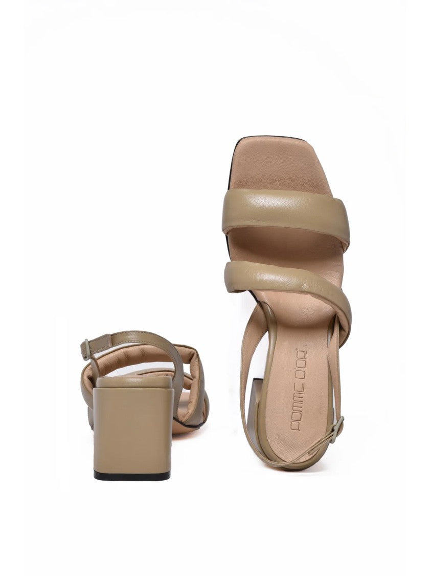 Pomme D'or Sage Green Block Heel Adjustable Leather Heels