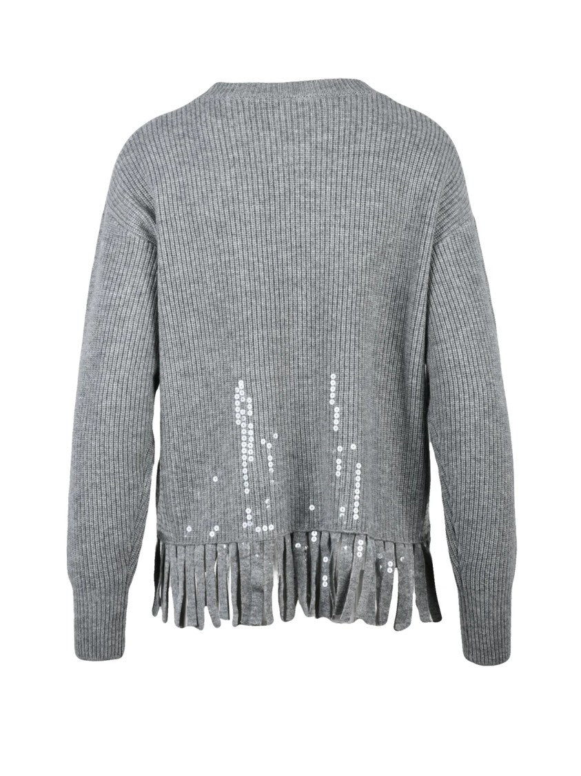 Icona Crewneck Sweater With Fringe Detailing And Sequins